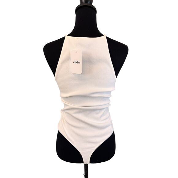 NWT ELODIE NORDSTROM White Sleeveless Ribbed One-Piece Bodysuit Size XL - Picture 2 of 4